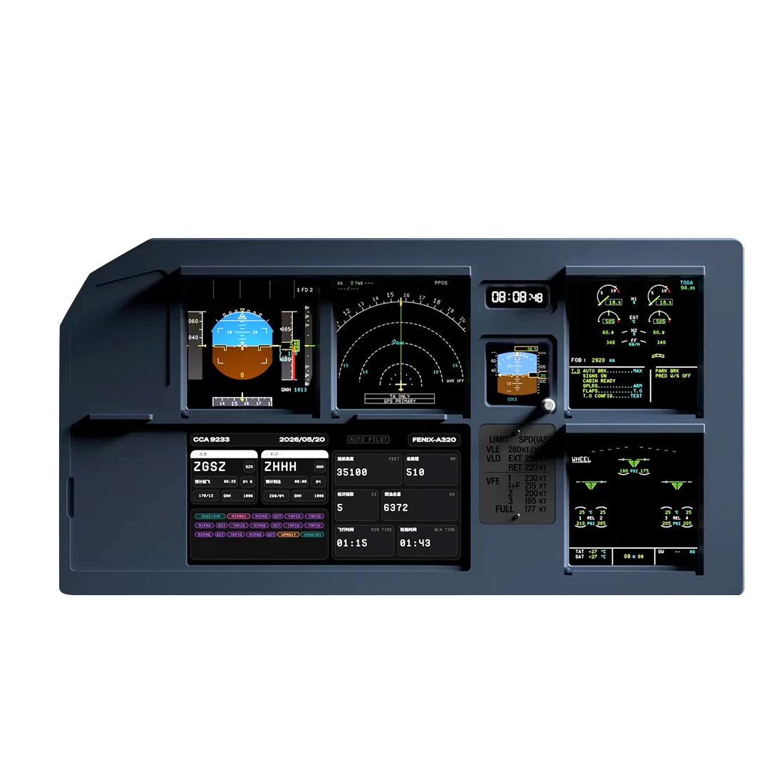 Hoowalt A32X A19X Panel Mini MIP ND PFD Central Instrument Panel