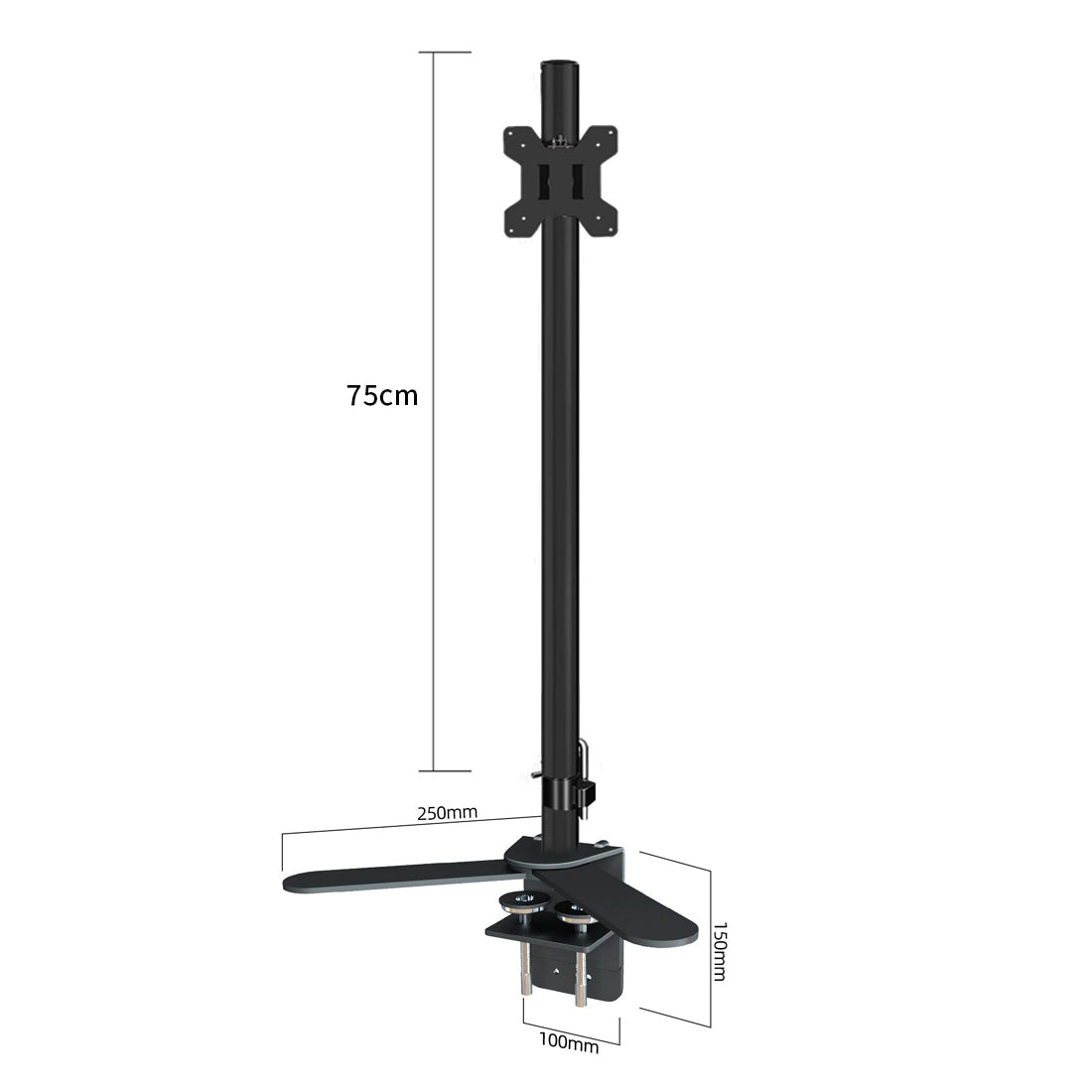 75cm Height Adjustable Desk Mount with V-Shaped Clamp & 35mm VESA-Plate