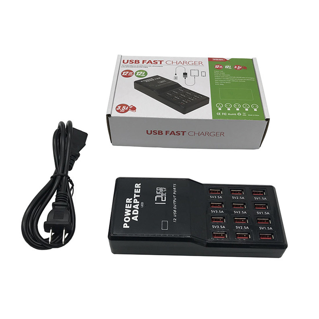 USB 3.0 Extension Cable + 12-Port USB Charging Station