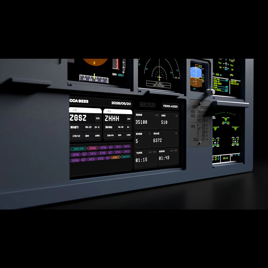 Hoowalt Mini MIP ND PFD Central Instrument Panel 