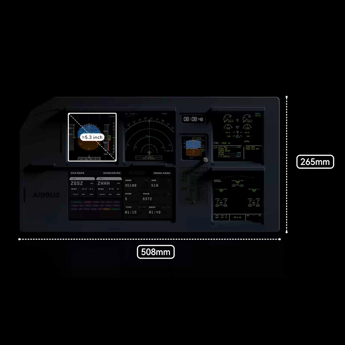 Hoowalt Mini MIP ND PFD Central Instrument Panel 