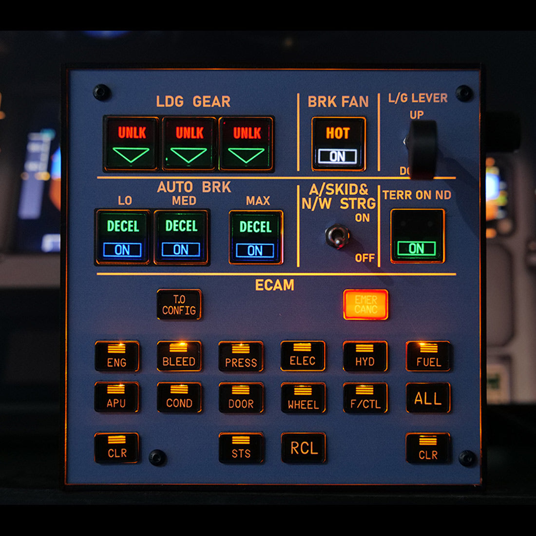 Rowsfire A103 V3.0 A32X/A31X/A350/XECAM  Landing Gear Indicator Integrated Panel 