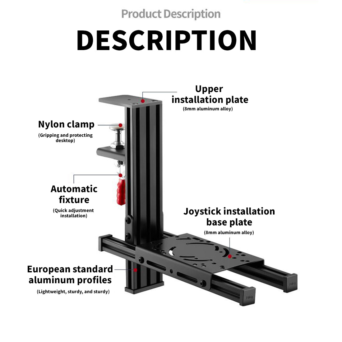 Universal Flight Simulator Joystick and Throttle Desk Mount