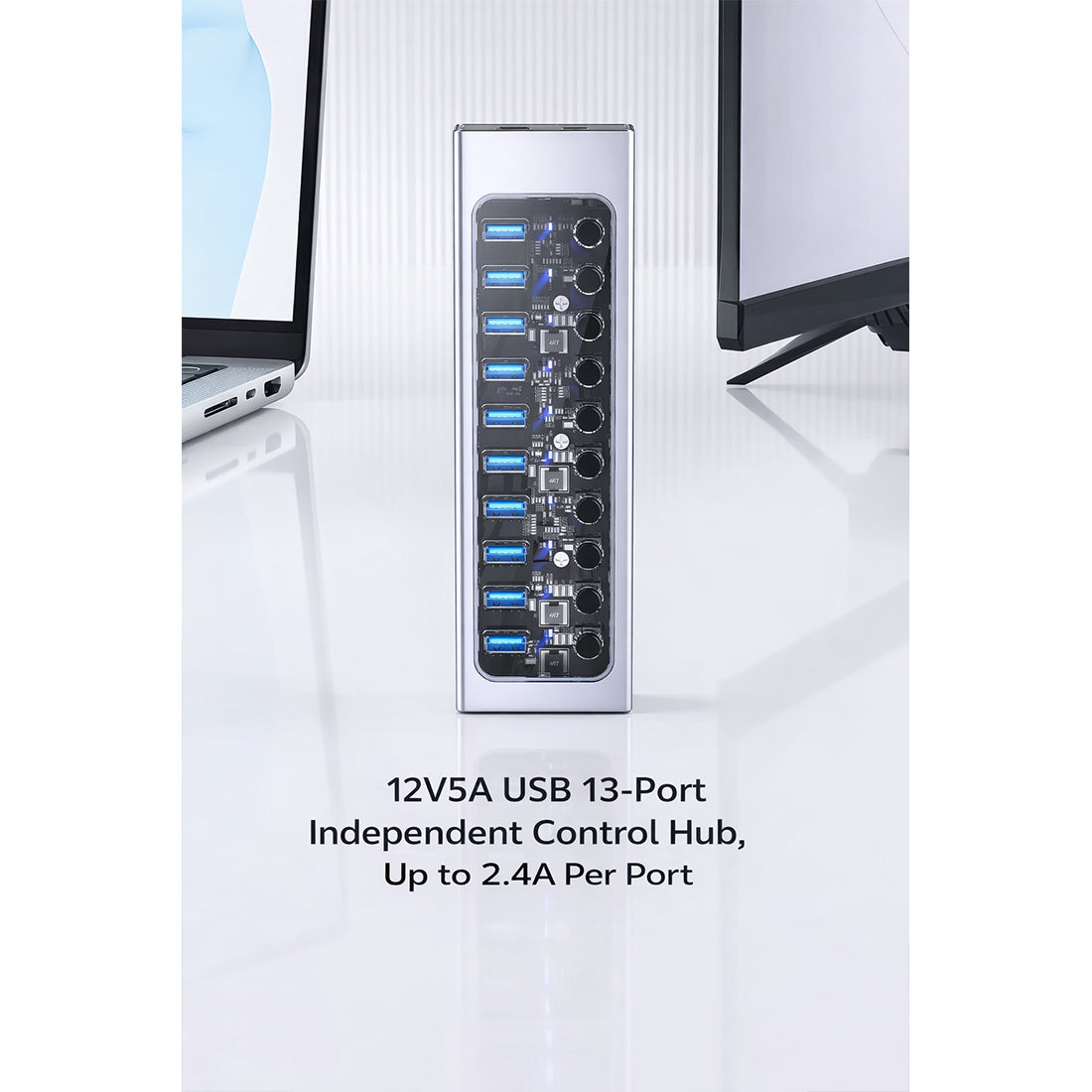 Universal Travel Adapter+ 12V 5A USB 13-Port Independent Control Hub